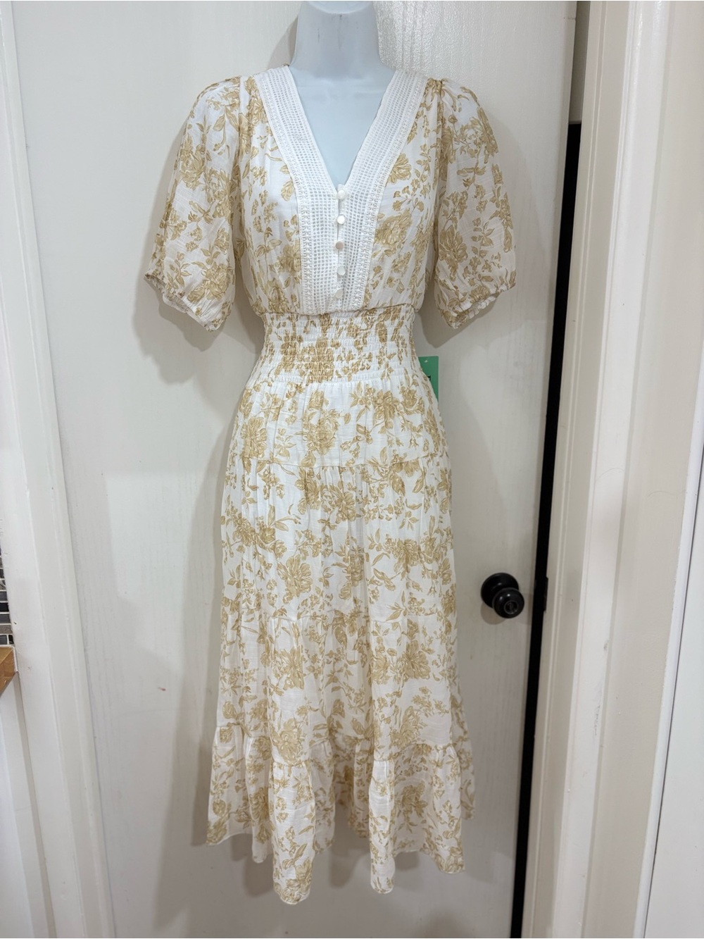 J Gee Cottagecore Floral Maxi Dress with Smocked Waist